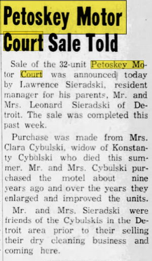Petoskey Motel (Superior Motel, Petoskey Motor Court) - Sept 1960 Sold To Sieradskis